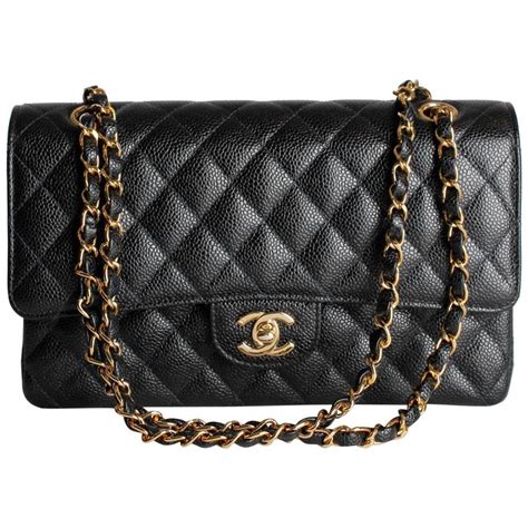 black caviar medium flap chanel|Flap Bags .